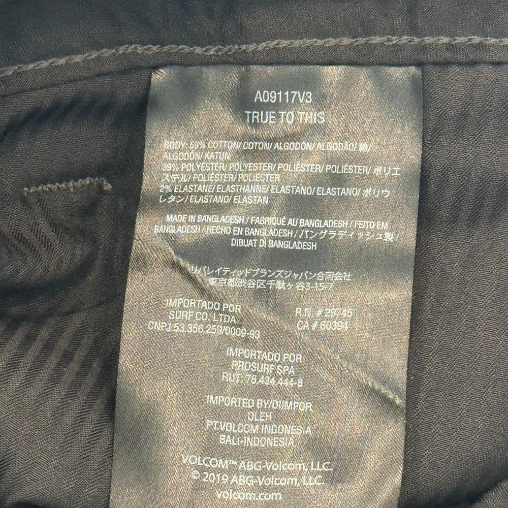Volcom Mens Frickin Modern Fit Stretch Chino Shorts Charcoal Grey SZ 29 A09117V3 - Picture 7 of 9